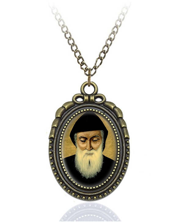 Saint Charbel Makhlouf Monk and Priest Catholic Necklace. Religious Catholic Pendant Style Jewelry