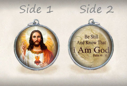 Jesus Christ Be Still Quote  Catholic Medal. Religious Catholic Christian Pendant. Silver Tone Charm 1 inch.