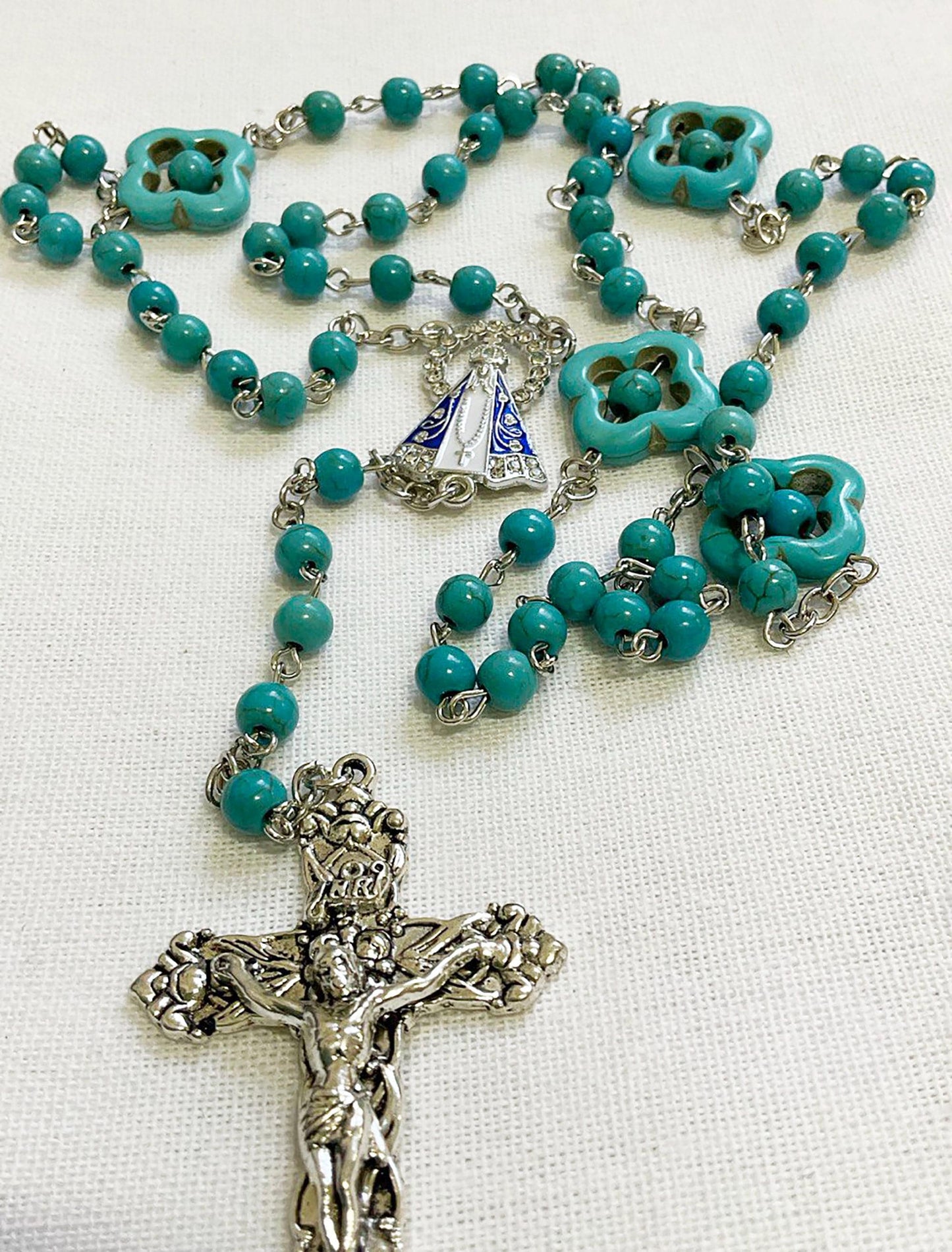 Our Lady Aparecida Blue Turquoise Rosary