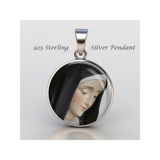 Saint Scholastica Religious Devotional sterling silver 925 Christian Medal Patron Pendant