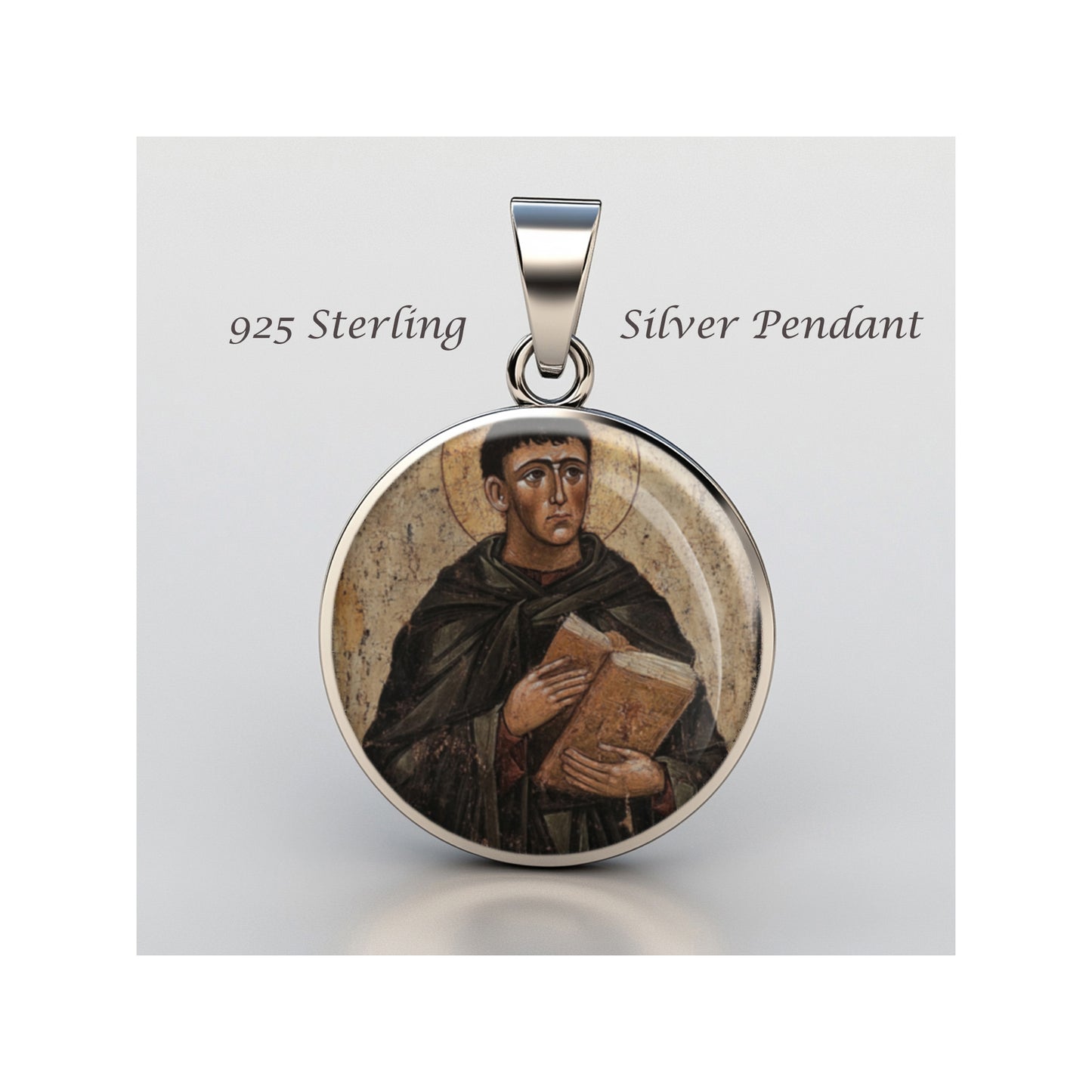 Saint John Theristu Catholic sterling silver 925 Christian Medal Patron Pendant image 0