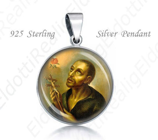 St Giovanni di Dio Religious Christian 925 Silver Medal Saint John of God Round Pendant 20mm Jewelry for Necklace
