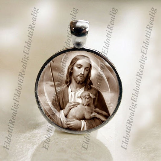 Our Lord Jesus Christ and Lamb - Christian Catholic Medal Pendant Religious
