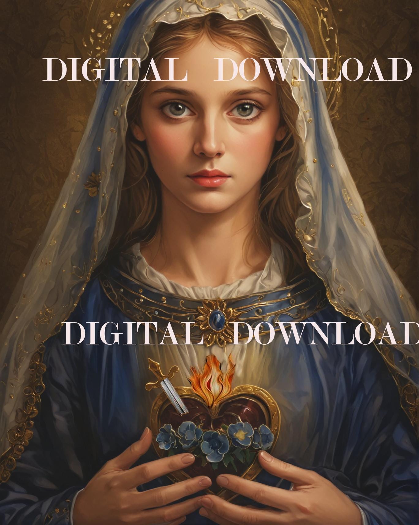 Our Lady Mary Immaculate Heart Print Art DIGITAL DOWNLOAD