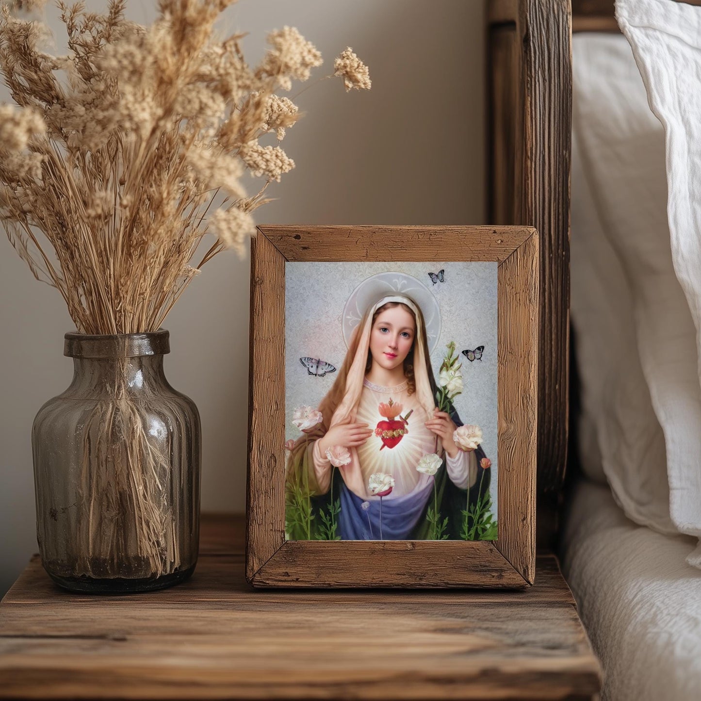 Immaculate Heart of Mother Mary Religious Art DIGITAL DOWNLOAD Custom Print