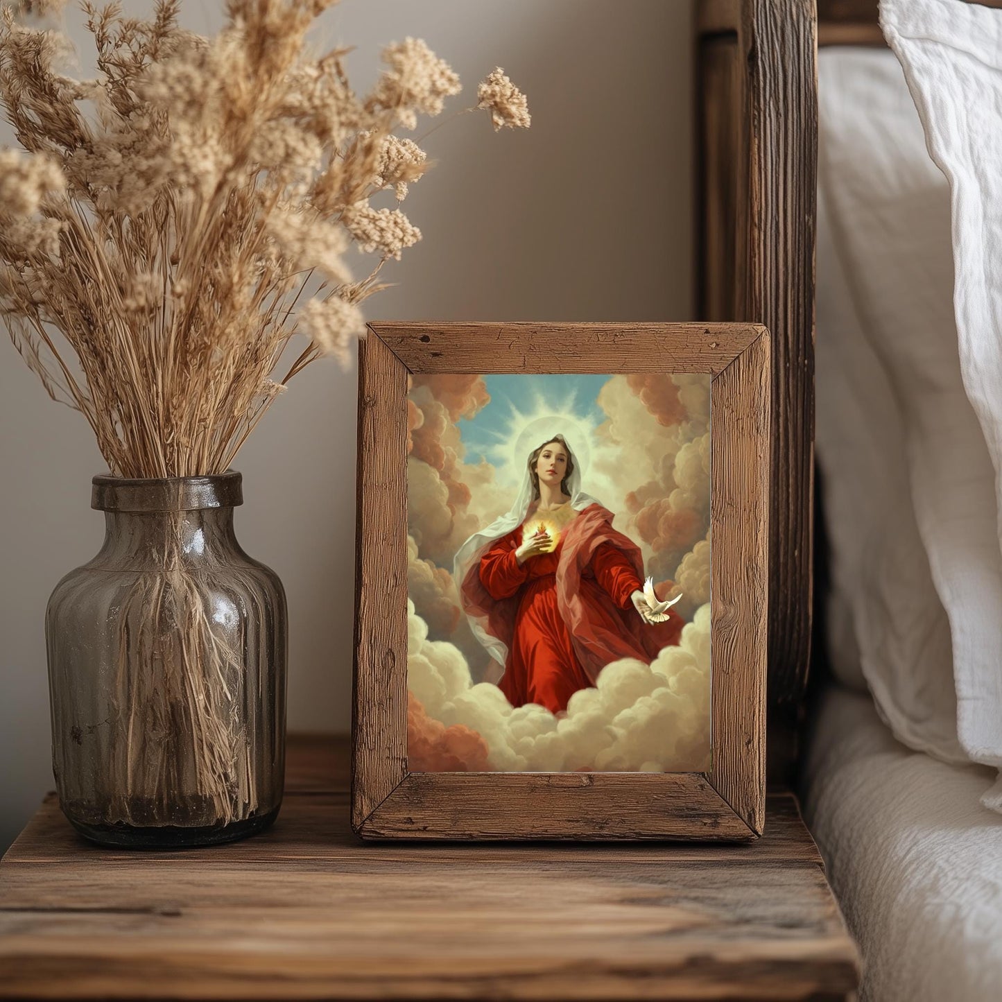 Blessed Mother Mary In Heaven with Holy Ghost Dove Religious Art DIGITAL DOWNLOAD Custom Print