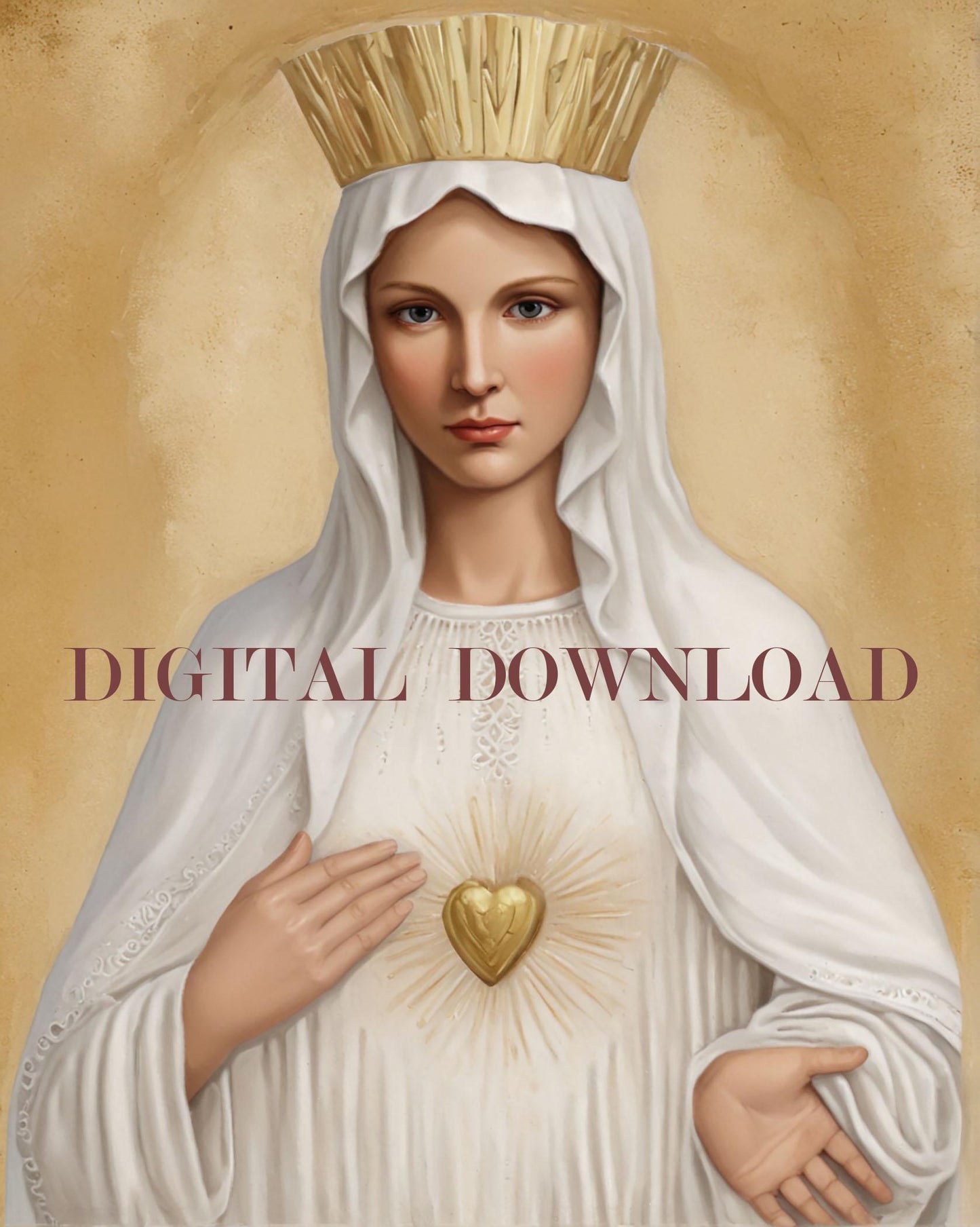 Our Lady of Beauraing, the Virgin with the Golden Heart Art DIGITAL DOWNLOAD Print