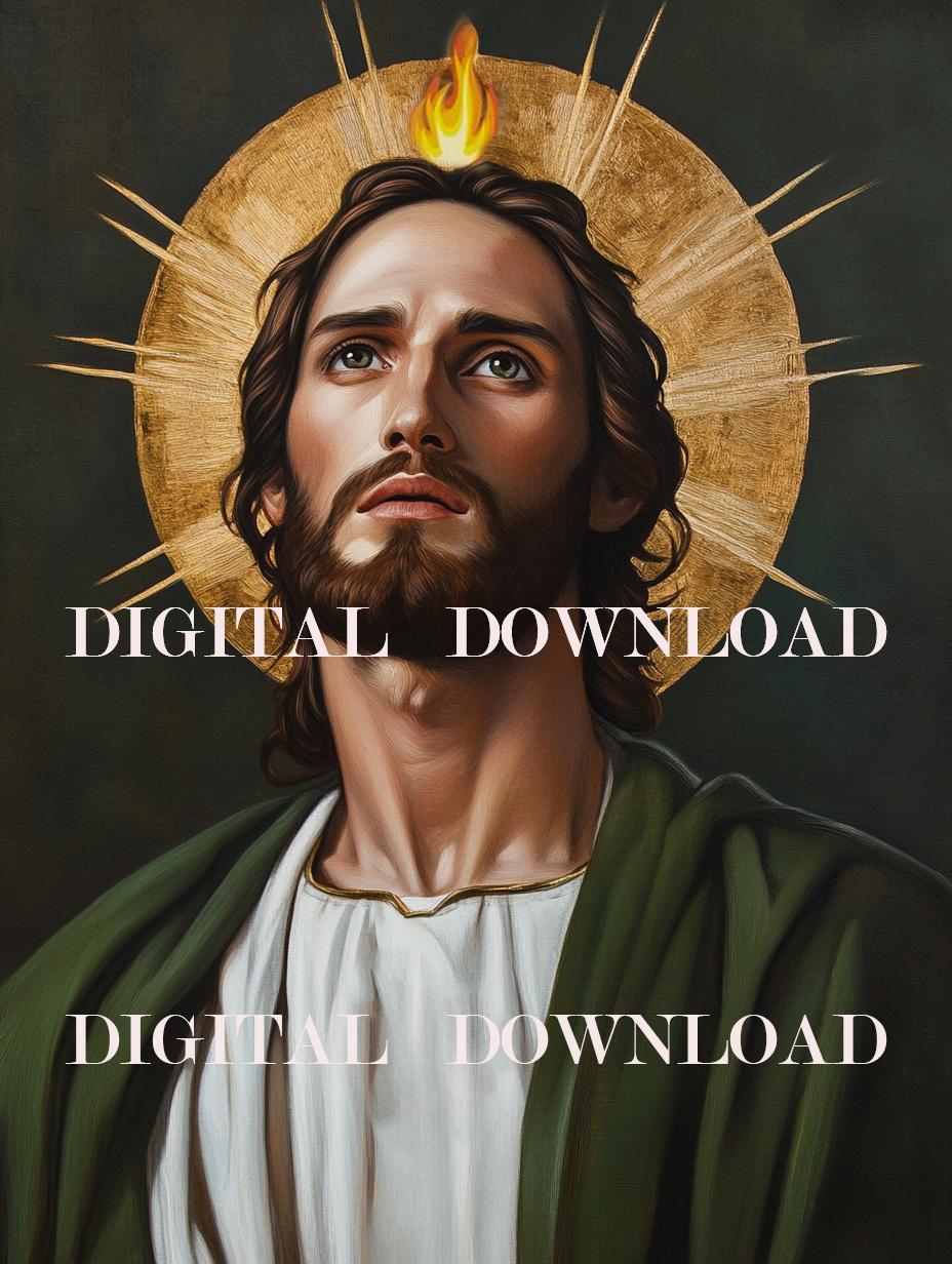 Saint Jude Print - Religious Art Digital Download, Inspirational Wall Decor, Christian Artwork, Gift for Faith & Hope