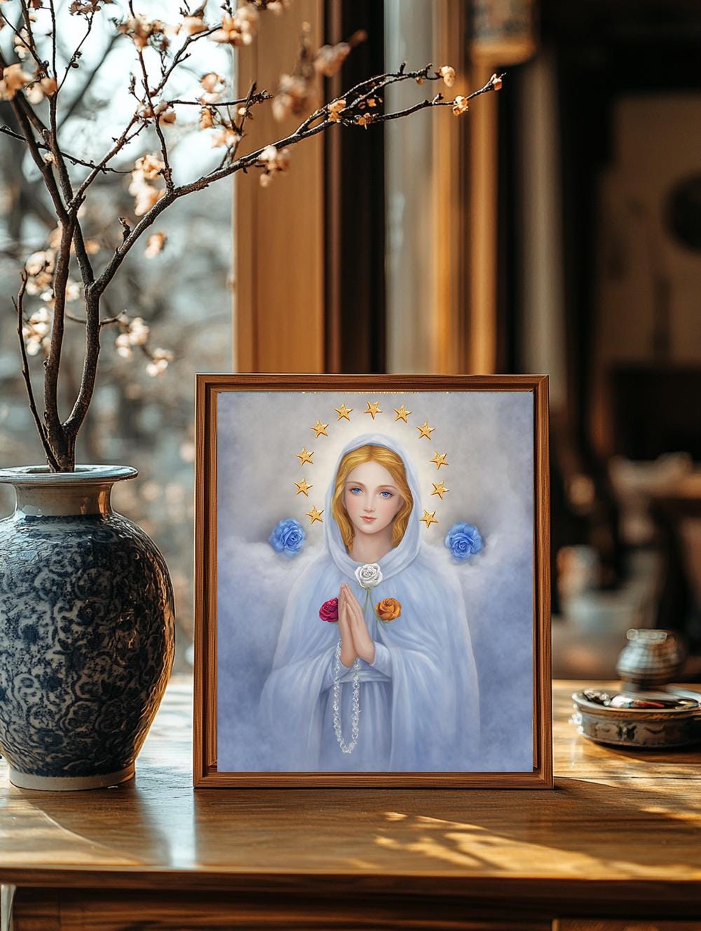 Mary Rosa Mystica Mystical Rose Our Lady Religious Art DIGITAL DOWNLOAD