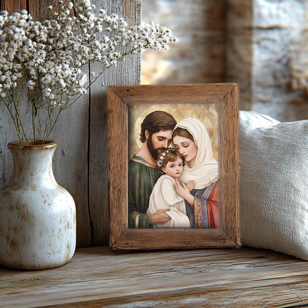 Holy Family Art Print - Digital Download, Religious Wall Decor, Christmas Artwork, Instant Download, Spiritual Home Decor