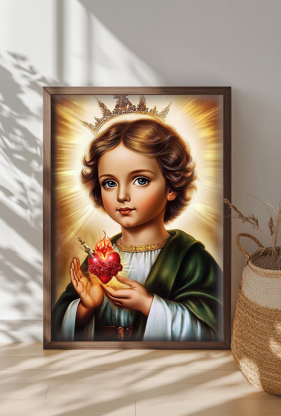 Child Christ Jesus Sacred Heart Print, Digital Download, Spiritual Decor, Faith-Based Wall Art for Home