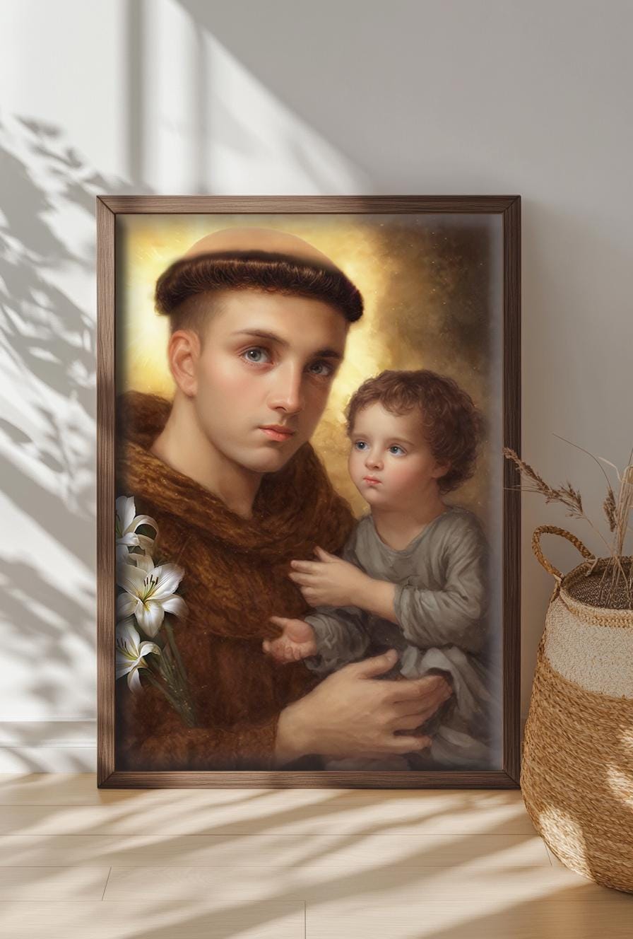 Saint Anthony with Baby Jesus Religious Art DIGITAL DOWNLOAD Custom Print