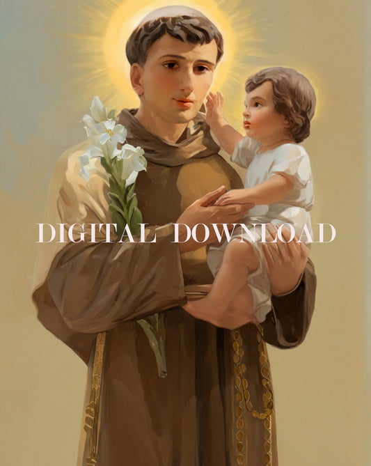St Anthony DIGITAL DOWNLOAD Religious Art Print Christian