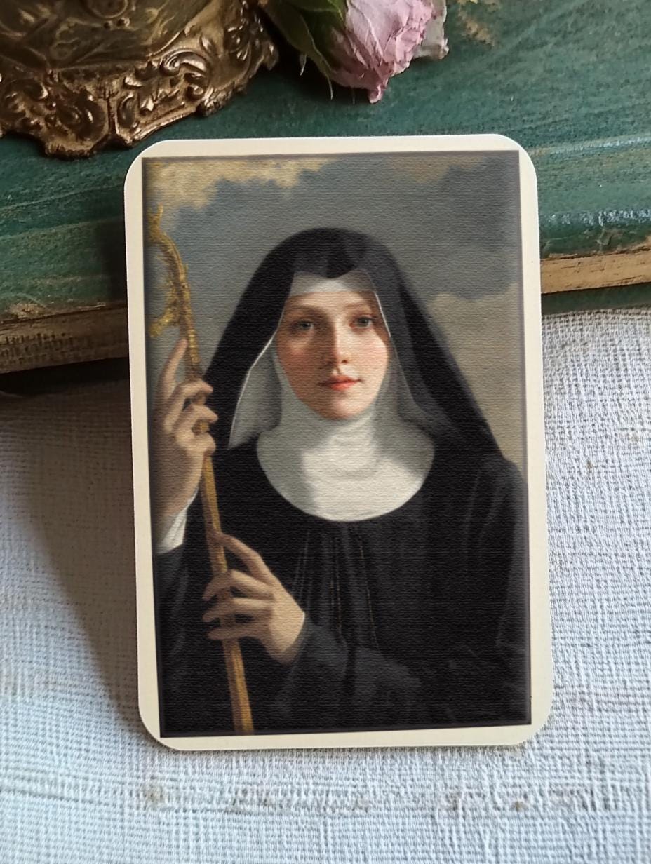 Saint Scholastica Religious Art Print | Patron Saint of Prayer & Spirituality | Digital Download