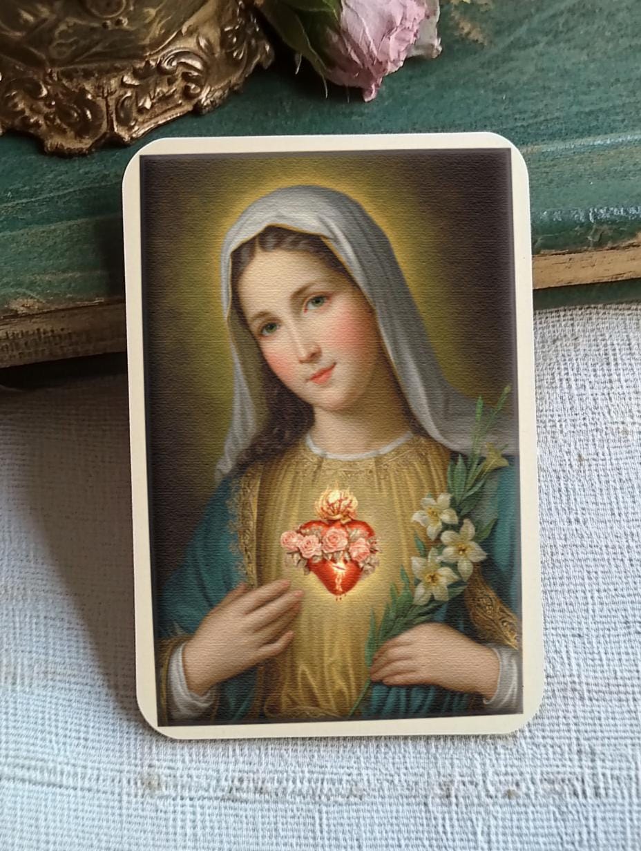 Immaculate Heart of Mary Religious Art Print | Marian Devotional Artwork | Digital Download