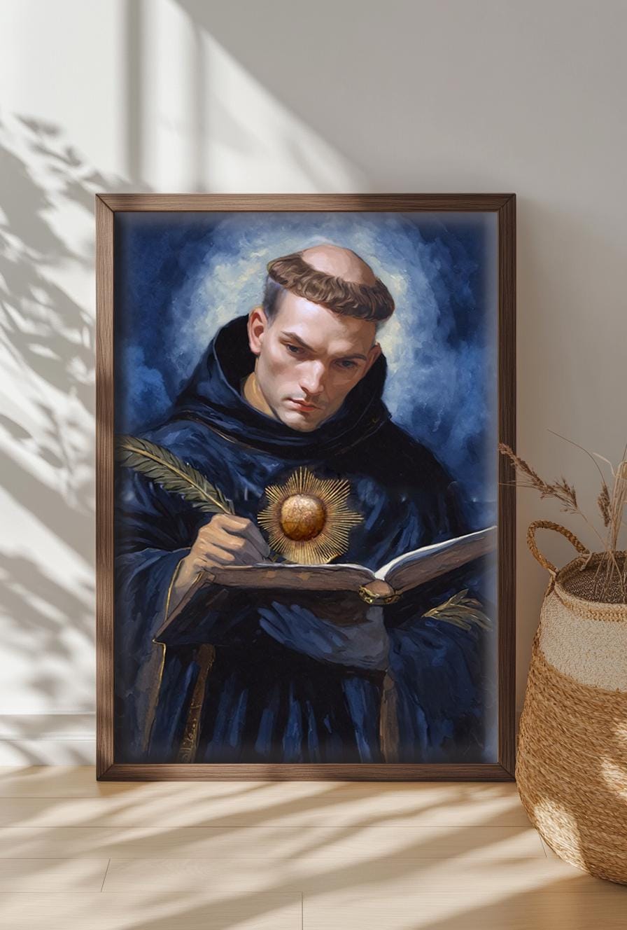 Saint Thomas Aquinas Oil Painting Style Religious Art | Theologian & Philosopher | Digital Download