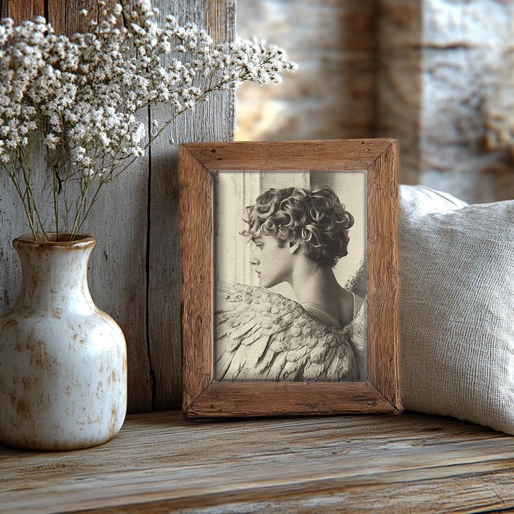 Guardian Angel Black White Print | Religious Art Digital Download | Spiritual Decor for Home & Office | Instant Wall Art