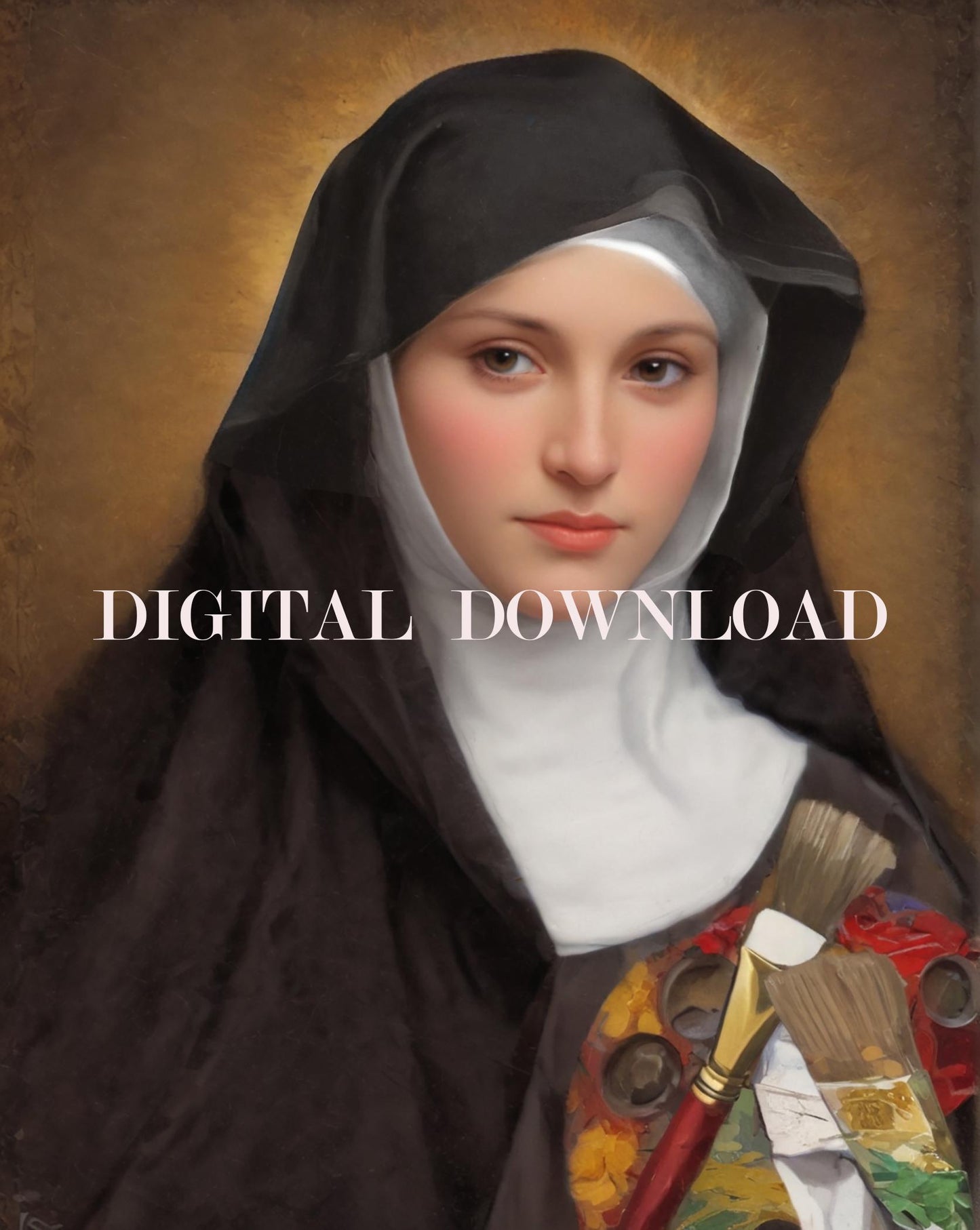 Saint Catherine of Bologna Digital Print | Catholic Art | Inspirational Religious Decor | Instant Download