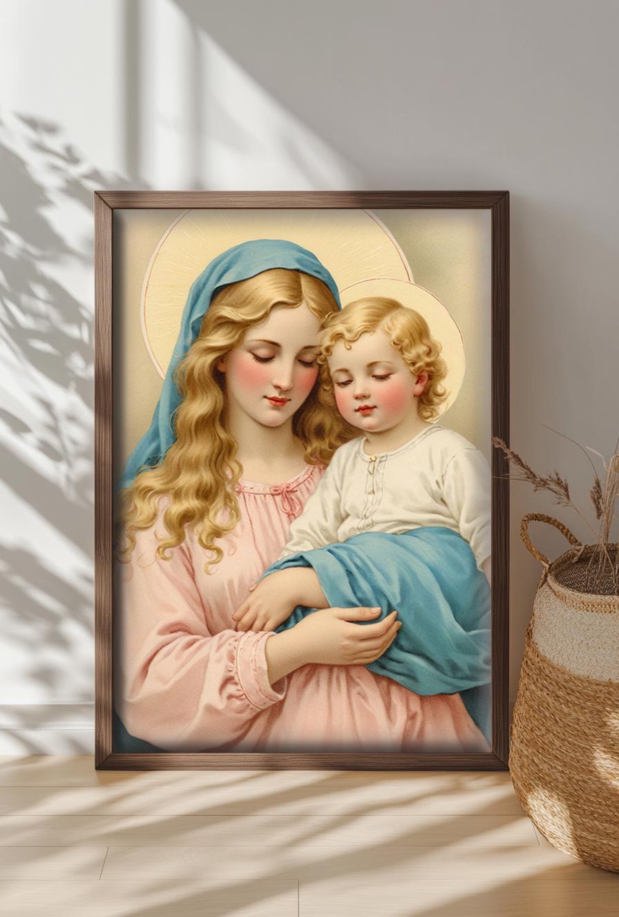 Mother Mary and Baby Jesus DIGITAL DOWNLOAD Religious Art Print Christian