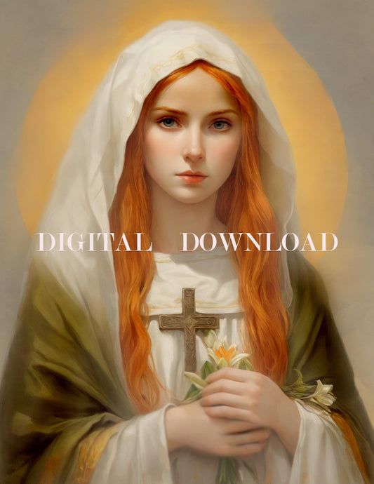 St Dymphna Art DIGITAL DOWNLOAD Religious print