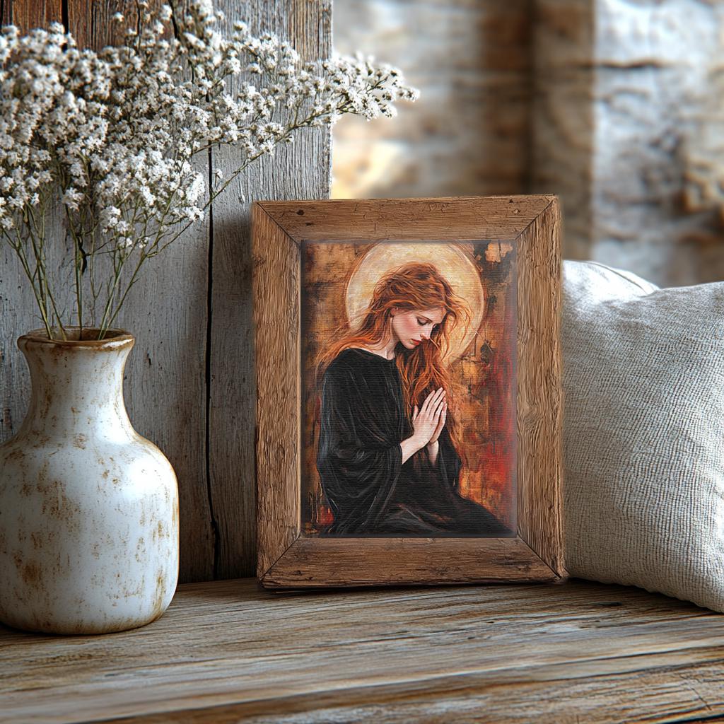 Saint Mary Magdalene in Black Dress Digital Download | Religious Art Print | Spiritual Wall Decor & Inspirational Home Art