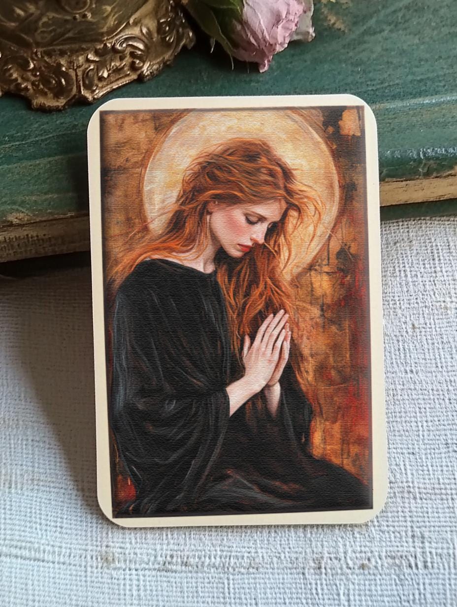 Saint Mary Magdalene in Black Dress Digital Download | Religious Art Print | Spiritual Wall Decor & Inspirational Home Art