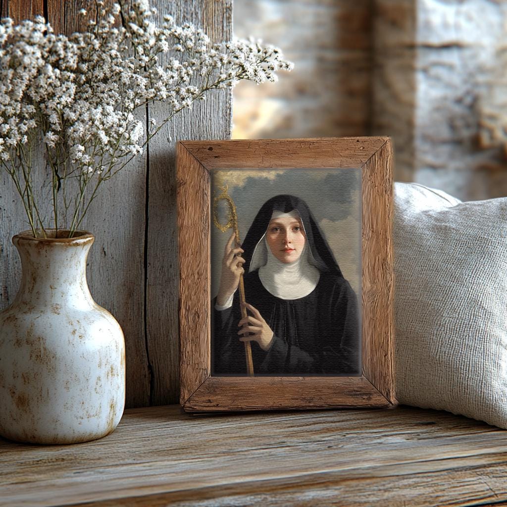 Saint Scholastica Religious Art Print | Patron Saint of Prayer & Spirituality | Digital Download