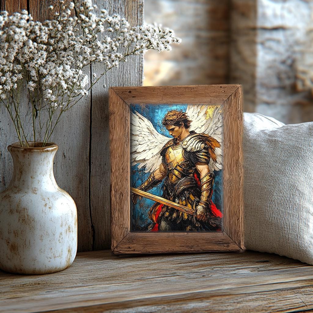 St Michael Archangel Print Art | Catholic Digital Download for Home Decor | Religious Wall Art, Inspirational Gift