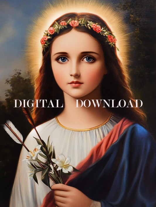 St Philomena, Patroness of Newborns and the Poor DIGITAL DOWNLOAD Catholic Art Print Christian