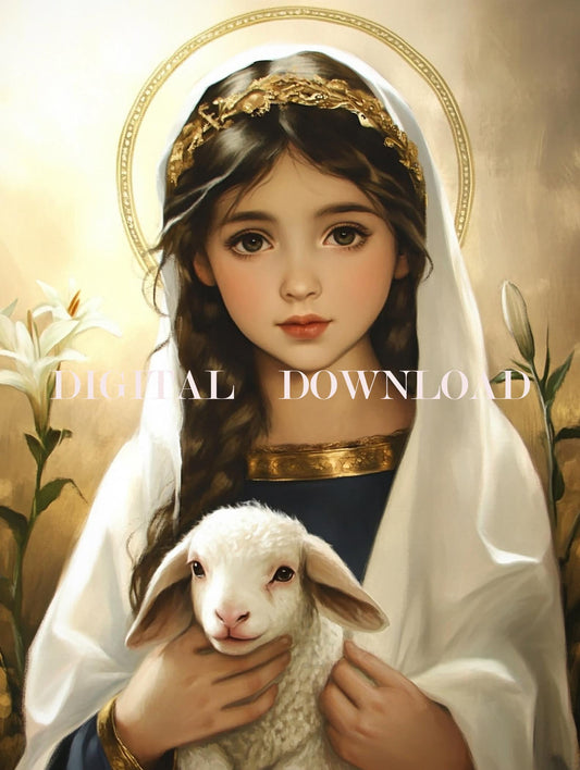 St. Agnes Digital Print – Catholic Art, Patron Saint of Purity and Chastity Digital Download