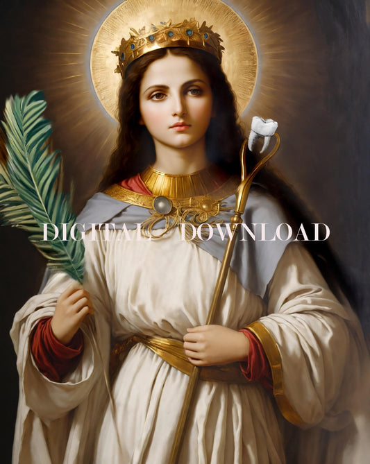 St Apollonia - patron Saint of Dentists DIGITAL DOWNLOAD Image Religious Art Print Christian