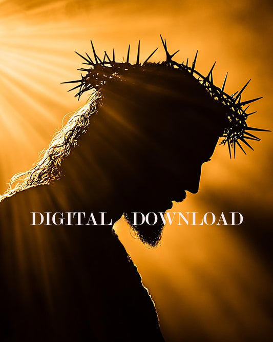 Silhouette of Jesus Christ with a Crown of Thorns