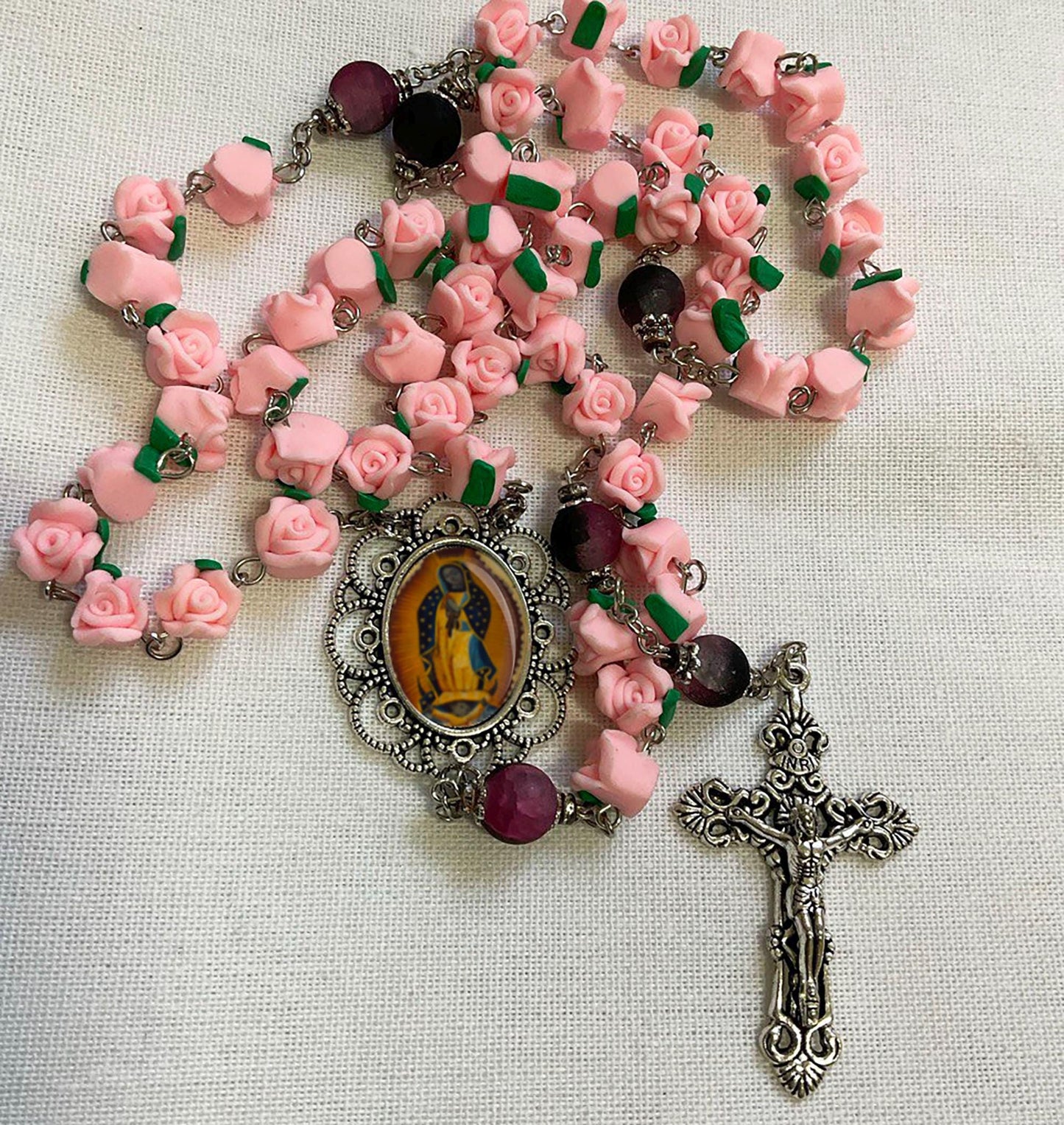 our lady guadalupe rosary catholic virgin mary prayer with roses