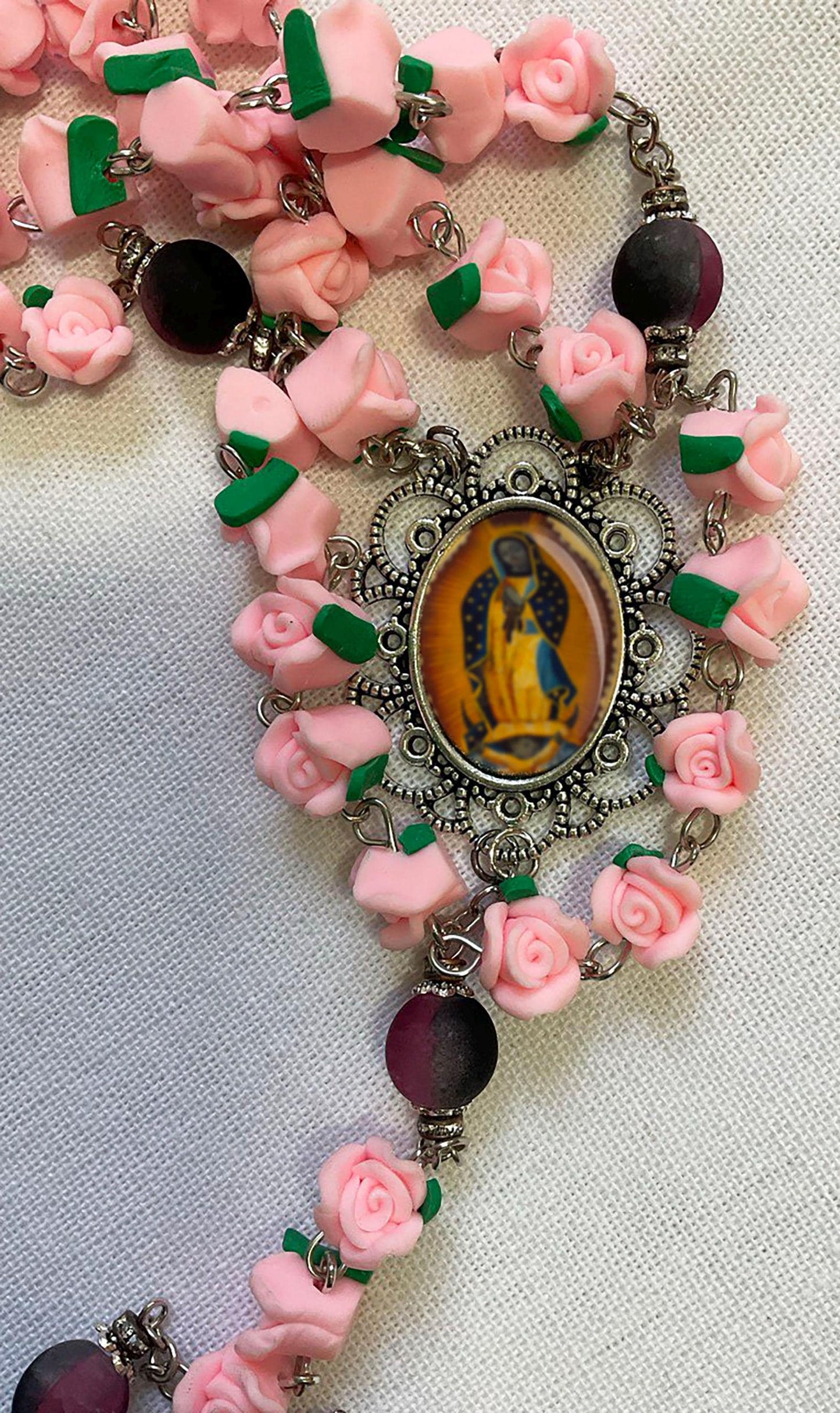 Our Lady of Guadalupe Rosary Full of Roses | Catholic Virgin Mary Prayer Beads for Devotion