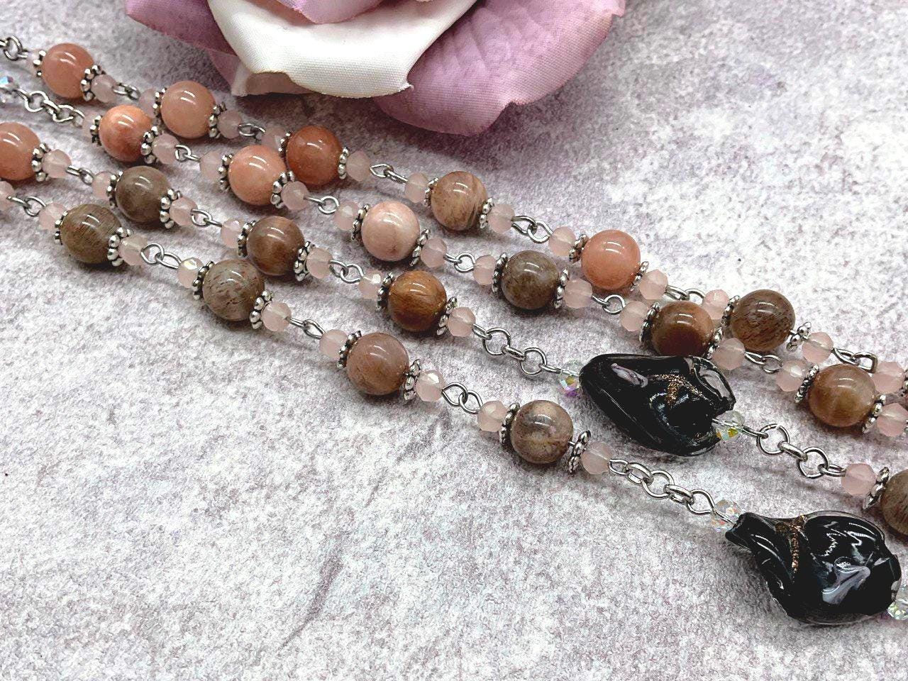 Our Lady of Graces Sunstone Beaded Rosary | Our Lady of Miraculous Rosary