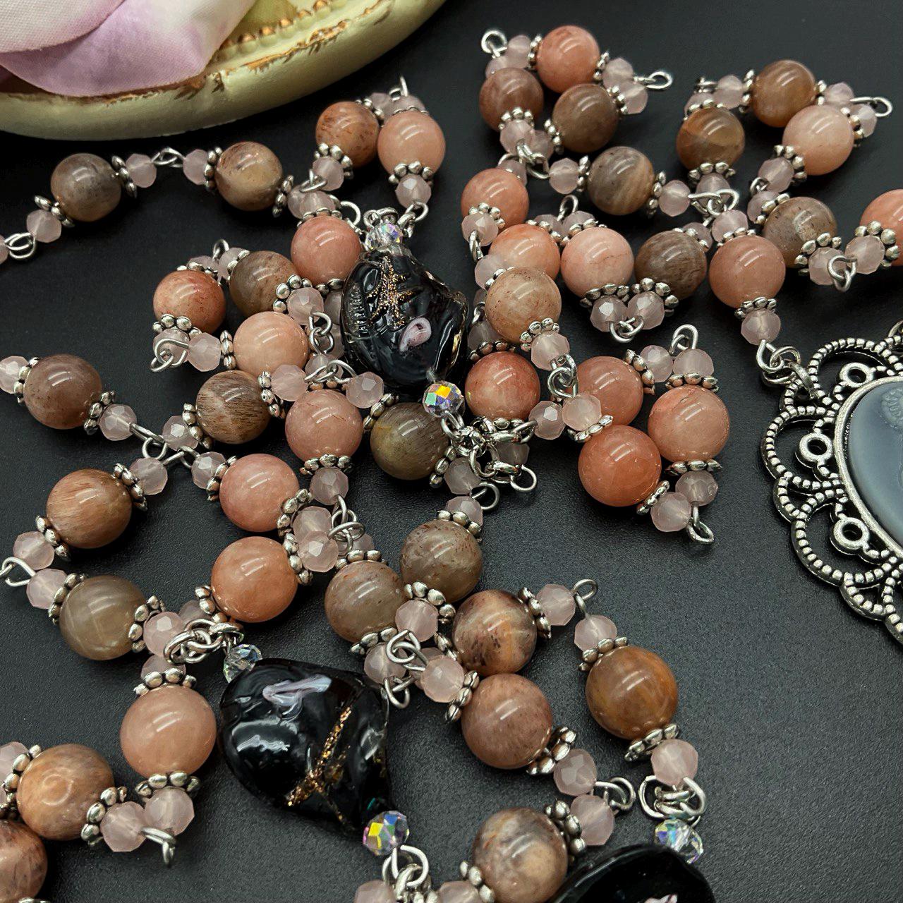 Our Lady of Graces Sunstone Beaded Rosary | Our Lady of Miraculous Rosary