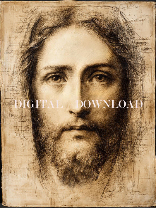 Shroud of Turin Jesus Holy Face DIGITAL DOWNLOAD Religious Art Print Christian