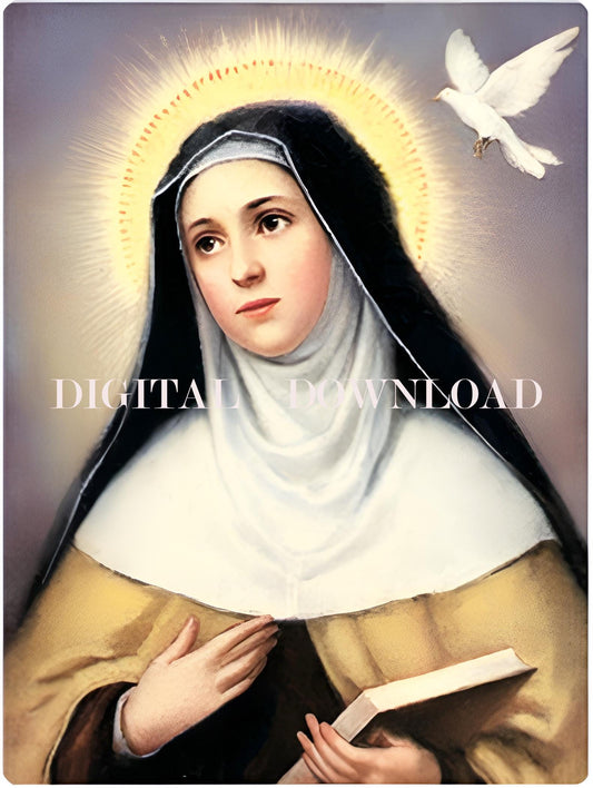 St Teresa of Avila Holy Card Old Style Religious Art | Digital Download Catholic Print