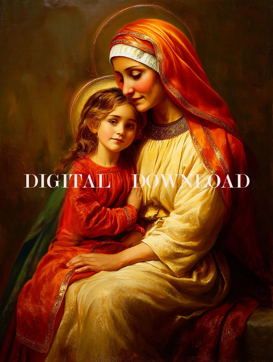 St. Anne and Mary Religious Art DIGITAL DOWNLOAD Catholic Print