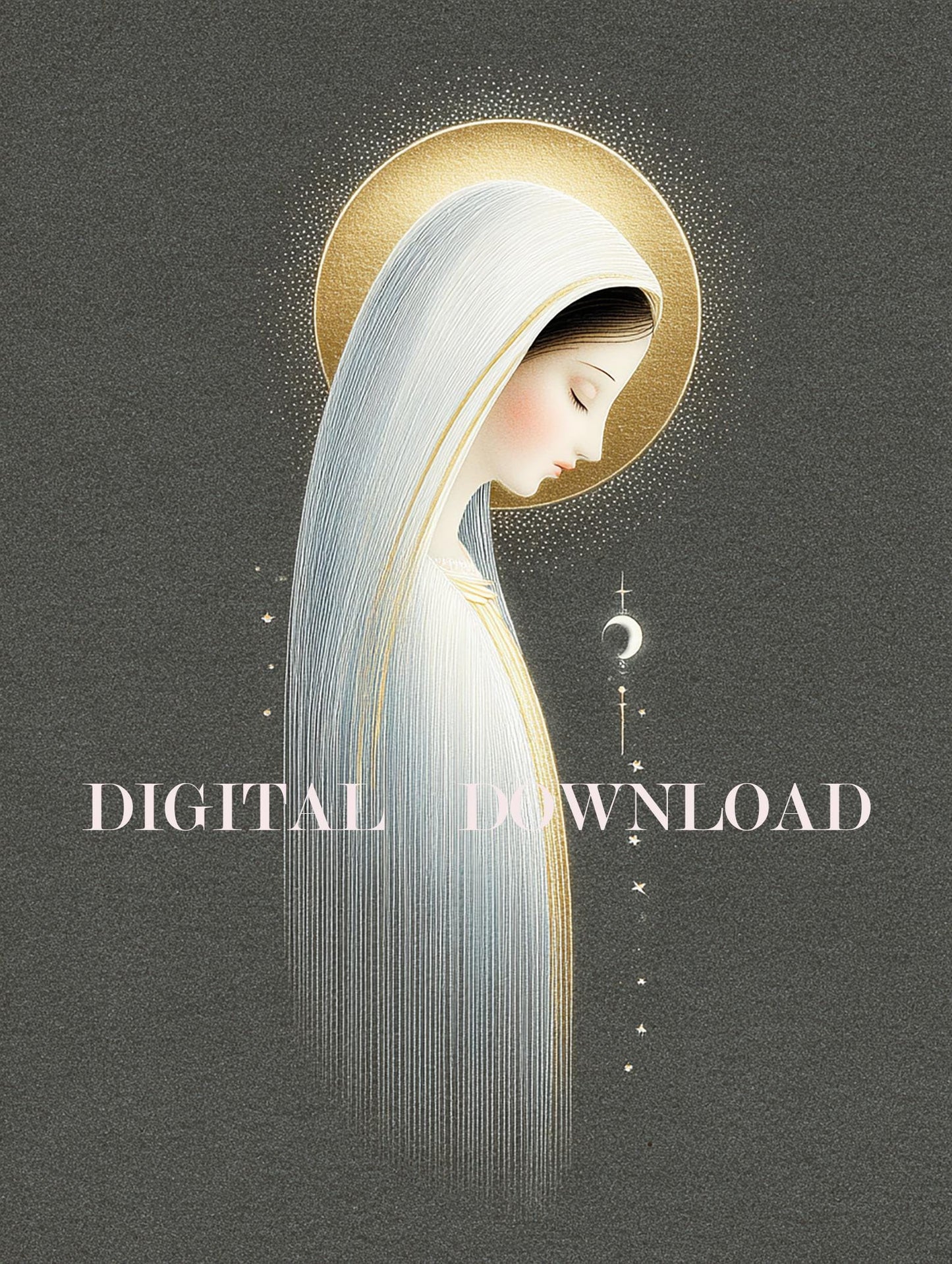 Our Blessed Mother Mary Minimalistic Art Religious Print Christian