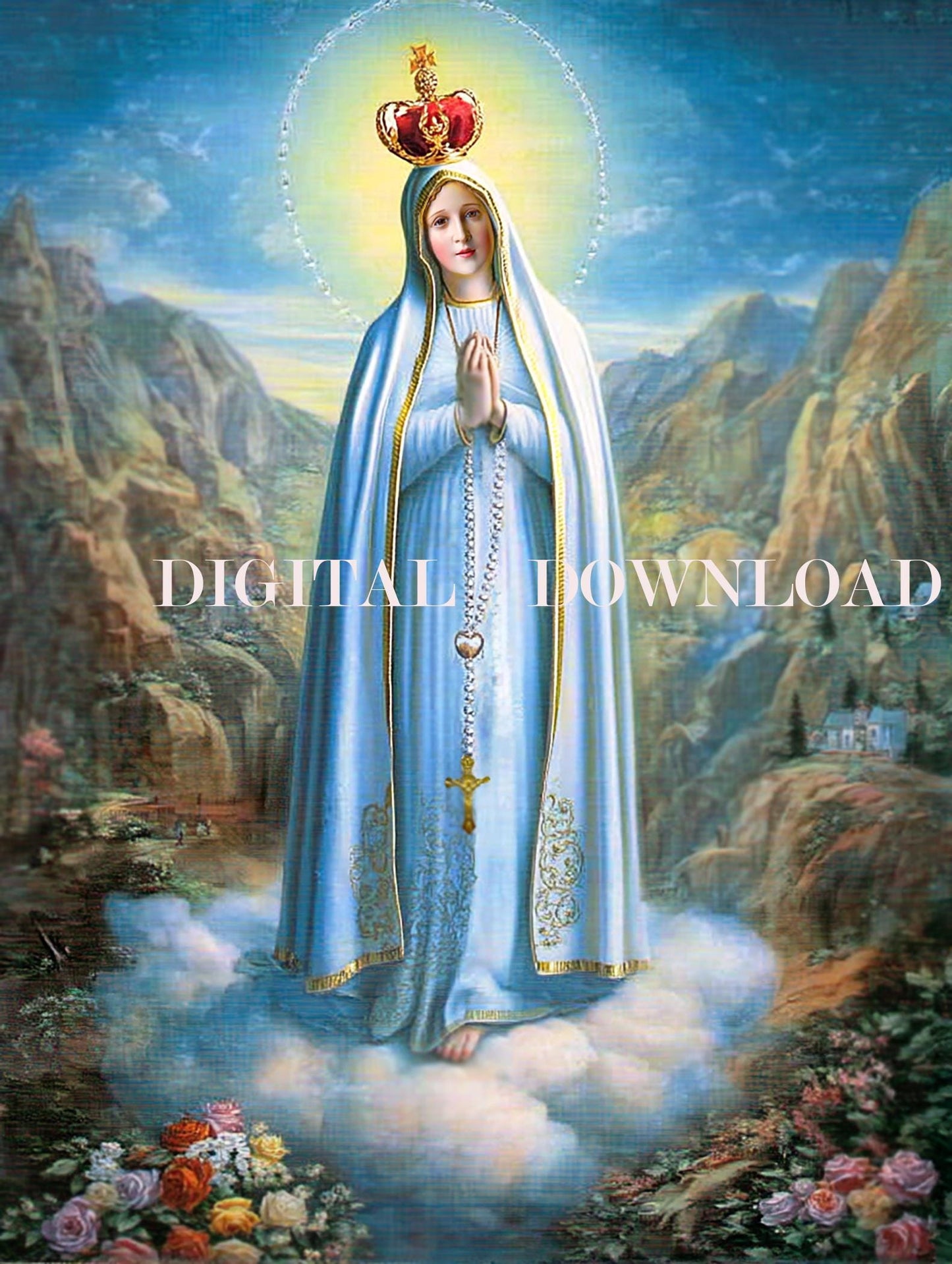 Our Lady Fatima Mother Mary Religious Catholic Art DIGITAL DOWNLOAD