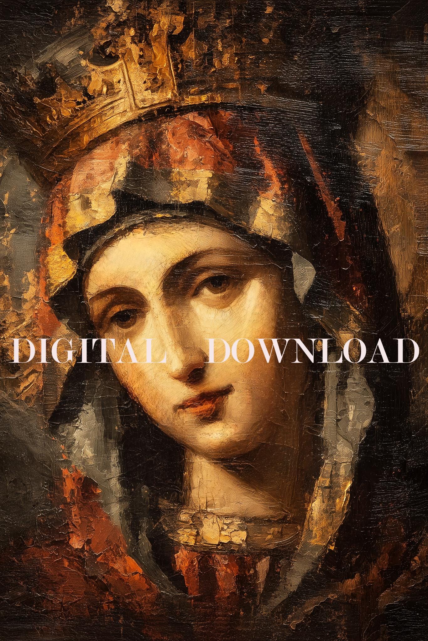 Our Lady Mother Mary Oil Painted Style Art DIGITAL DOWNLOAD