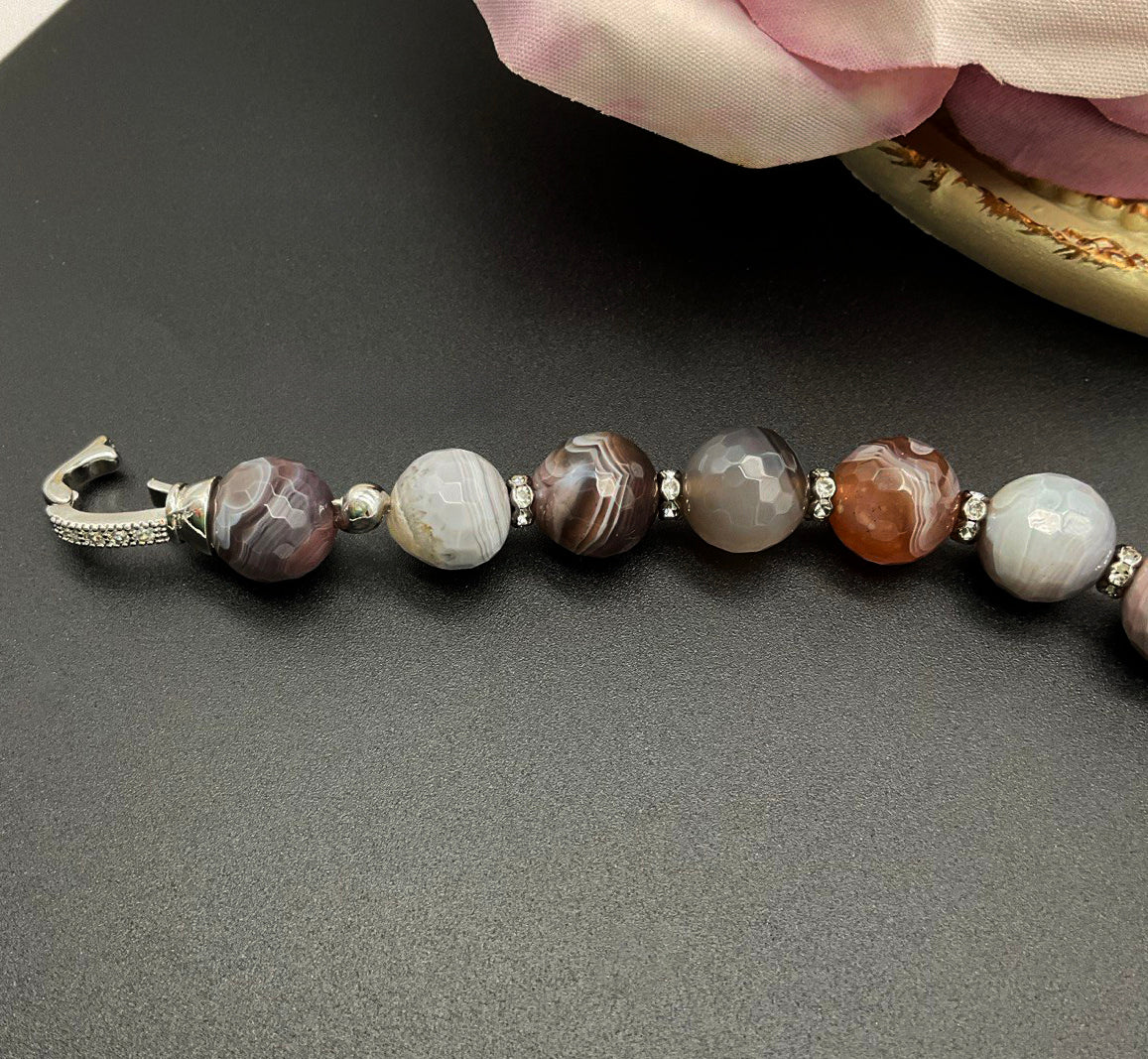 Our Lady of Guadalupe Bracelet | Mother Mary Agate Botswana Bracelet Jewelry