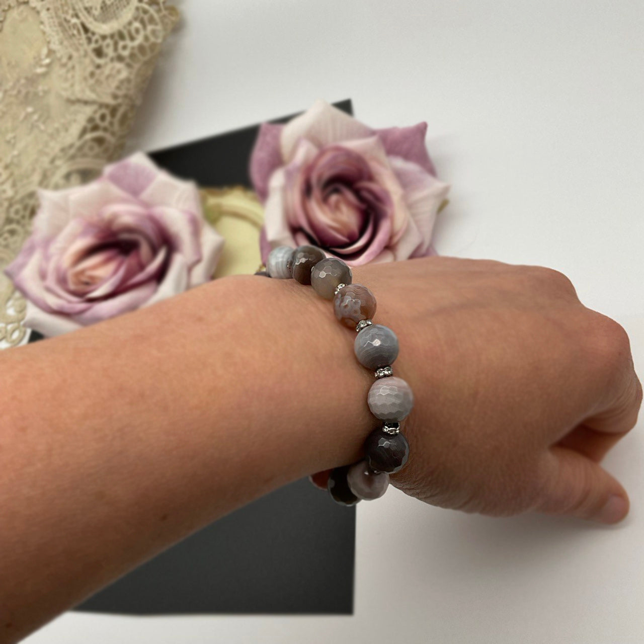 Our Lady of Guadalupe Bracelet | Mother Mary Agate Botswana Bracelet Jewelry