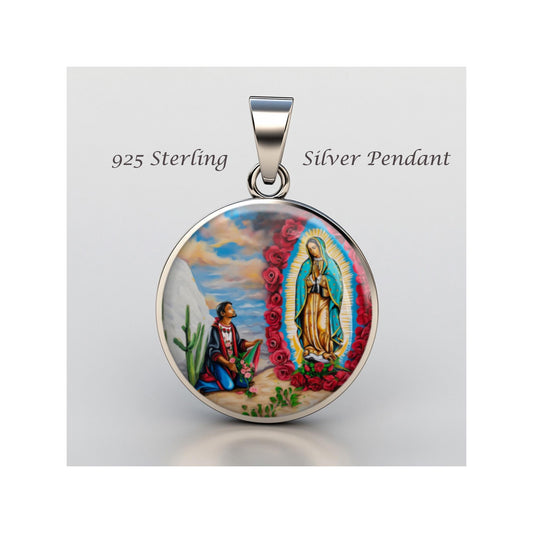 Saint Juan Diego Religious Christian sterling silver 925 Christian Medal Patron Pendant