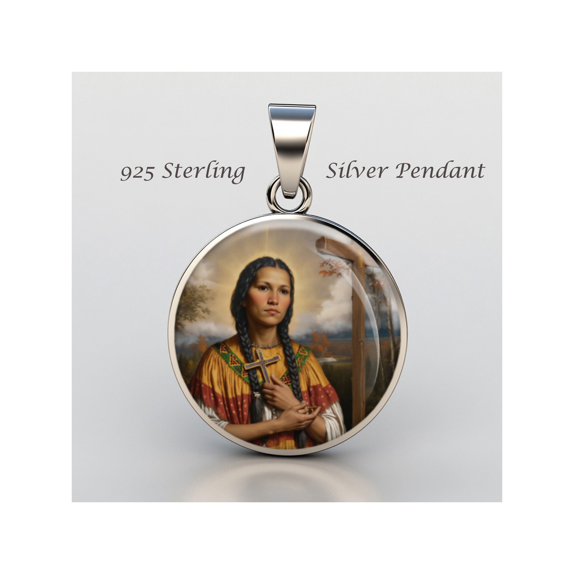 Saint Kateri Tekakwitha Catholic sterling silver 925 Christian Medal Patron image 0