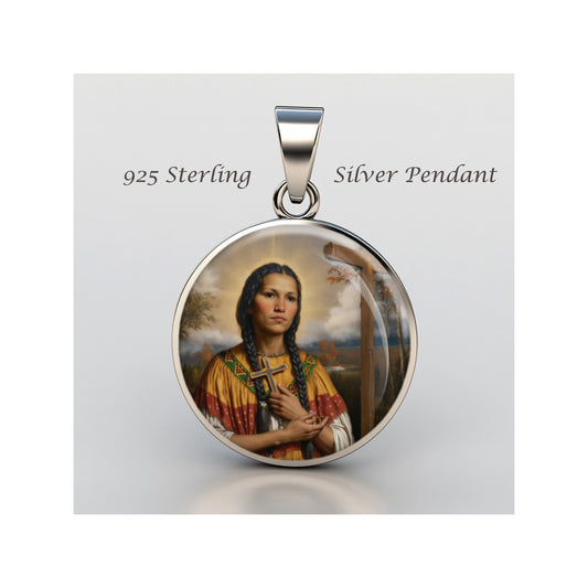 Saint Kateri Tekakwitha Catholic sterling silver 925 Christian Medal Patron image 0