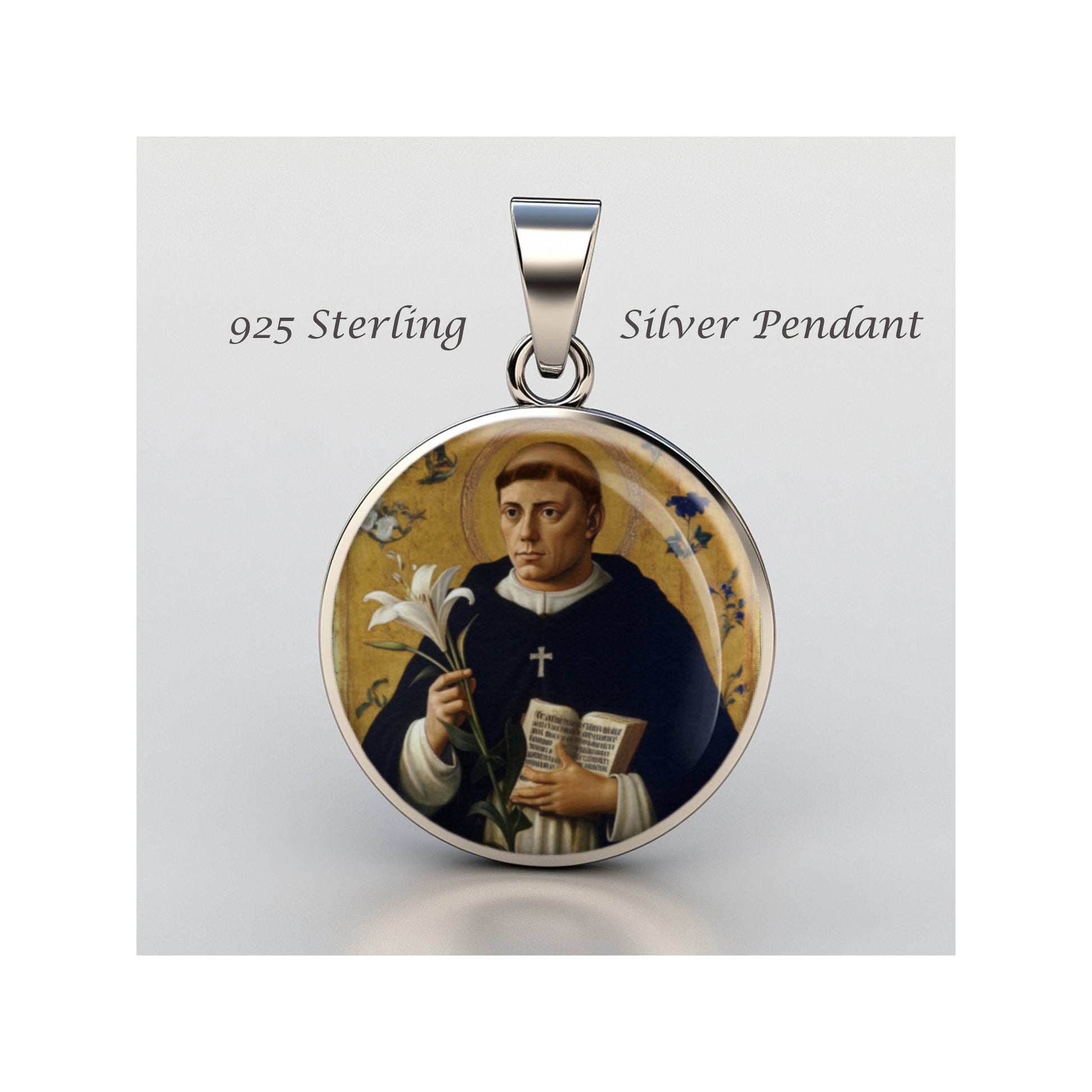 Saint Dominic Dominique Catholic sterling silver 925 Christian Medal Patron image 0