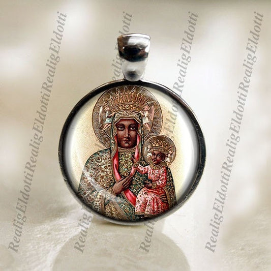 Black Madonna Our Lady of Czestochowa - Catholic Medal Pendant Religious Jewelry