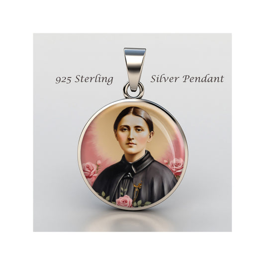 Saint Gemma Galgani Catholic sterling silver 925 Christian Medal Patron Pendant image 0
